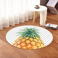 Hawaiian Pineapple Polka Dots Background Polynesian Round Carpet - AH - Polynesian Pride