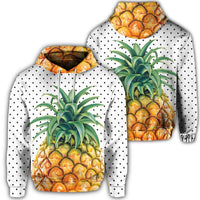 Hawaiian Pineapple Polka Dots Background Polynesian Hoodie Unisex Art - Polynesian Pride
