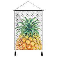 Hawaiian Pineapple Polka Dots Background Polynesian Hanging Poster - AH Hanging Poster Cotton And Linen - Polynesian Pride