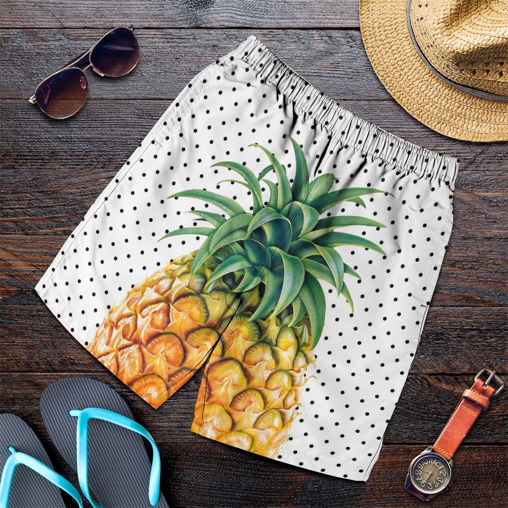 Hawaiian Pineapple Polka Dots Background Polynesian Men's Shorts - AH Art - Polynesian Pride