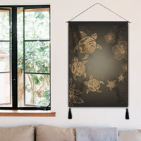 Hawaiian Plumeria Hibiscus Turtle Under Sea Polynesian Hanging Poster Gold AH - Polynesian Pride