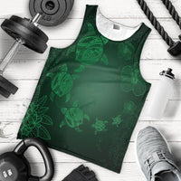 Hawaiian Plumeria Hibiscus Turtle Under Sea Polynesian Tank Top Green AH - Polynesian Pride