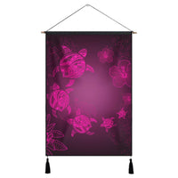 Hawaiian Plumeria Hibiscus Turtle Under Sea Polynesian Hanging Poster Pink AH Hanging Poster Cotton And Linen - Polynesian Pride