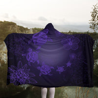 Hawaiian Plumeria Hibiscus Turtle Under Sea Polynesian Hooded Blanket Purple AH - Polynesian Pride