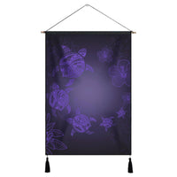 Hawaiian Plumeria Hibiscus Turtle Under Sea Polynesian Hanging Poster Purple AH Hanging Poster Cotton And Linen - Polynesian Pride