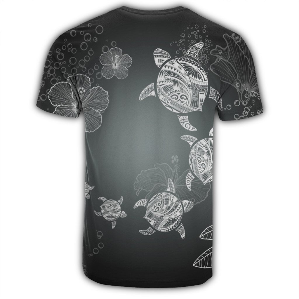 Hawaiian Plumeria Hibiscus Turtle Under Sea Polynesian T Shirt White AH - Polynesian Pride