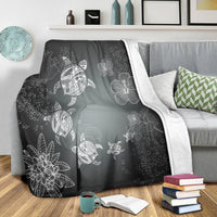 Hawaiian Plumeria Hibiscus Turtle Under Sea Polynesian Premium Blankets White AH - Polynesian Pride