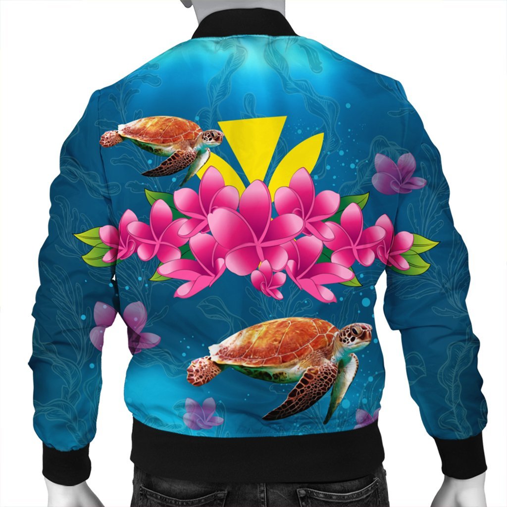 Hawaiian Plumeria Kanaka Turtle Sea Polynesian Bomber Jacket - AH - Polynesian Pride