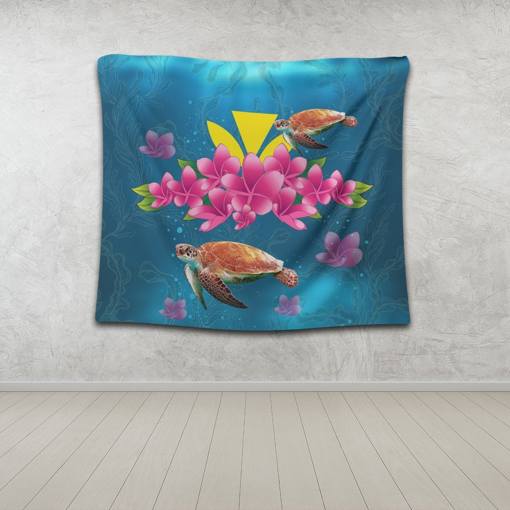 Hawaiian Plumeria Kanaka Turtle Sea Polynesian Tapestry - AH - Polynesian Pride