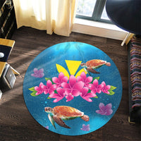 Hawaiian Plumeria Kanaka Turtle Sea Polynesian Round Carpet - AH - Polynesian Pride