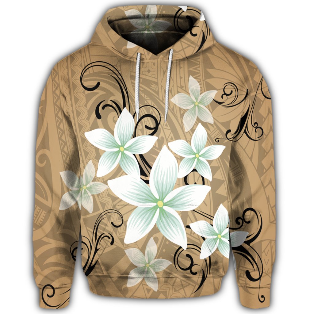Hawaiian Plumeria Polynesian Hoodie Gold - Polynesian Pride