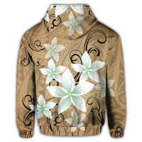 Hawaiian Plumeria Polynesian Zip Hoodie Gold - Polynesian Pride