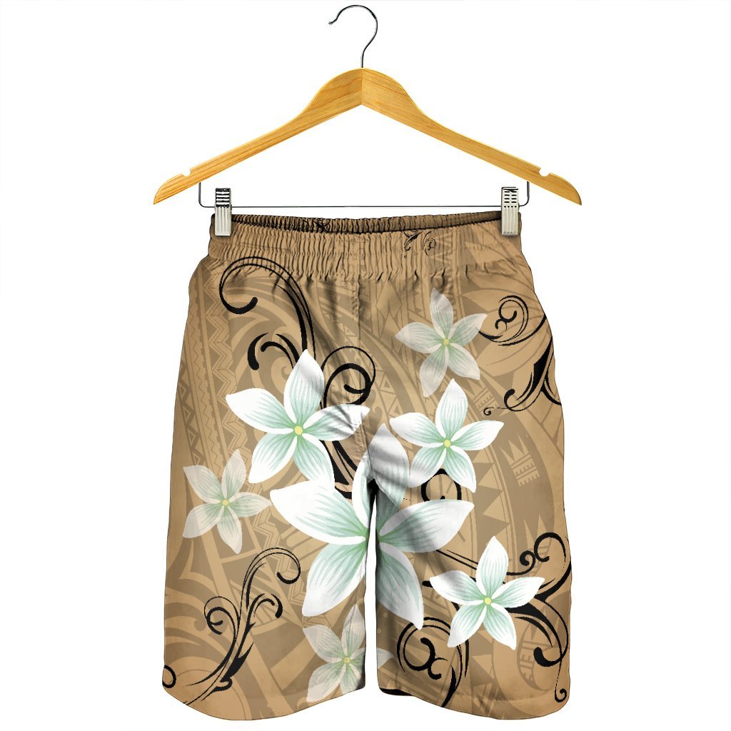 Hawaiian Plumeria Polynesian Men's Shorts - Gold - AH - Polynesian Pride