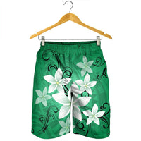 Hawaiian Plumeria Polynesian Men's Shorts - Green - AH - Polynesian Pride