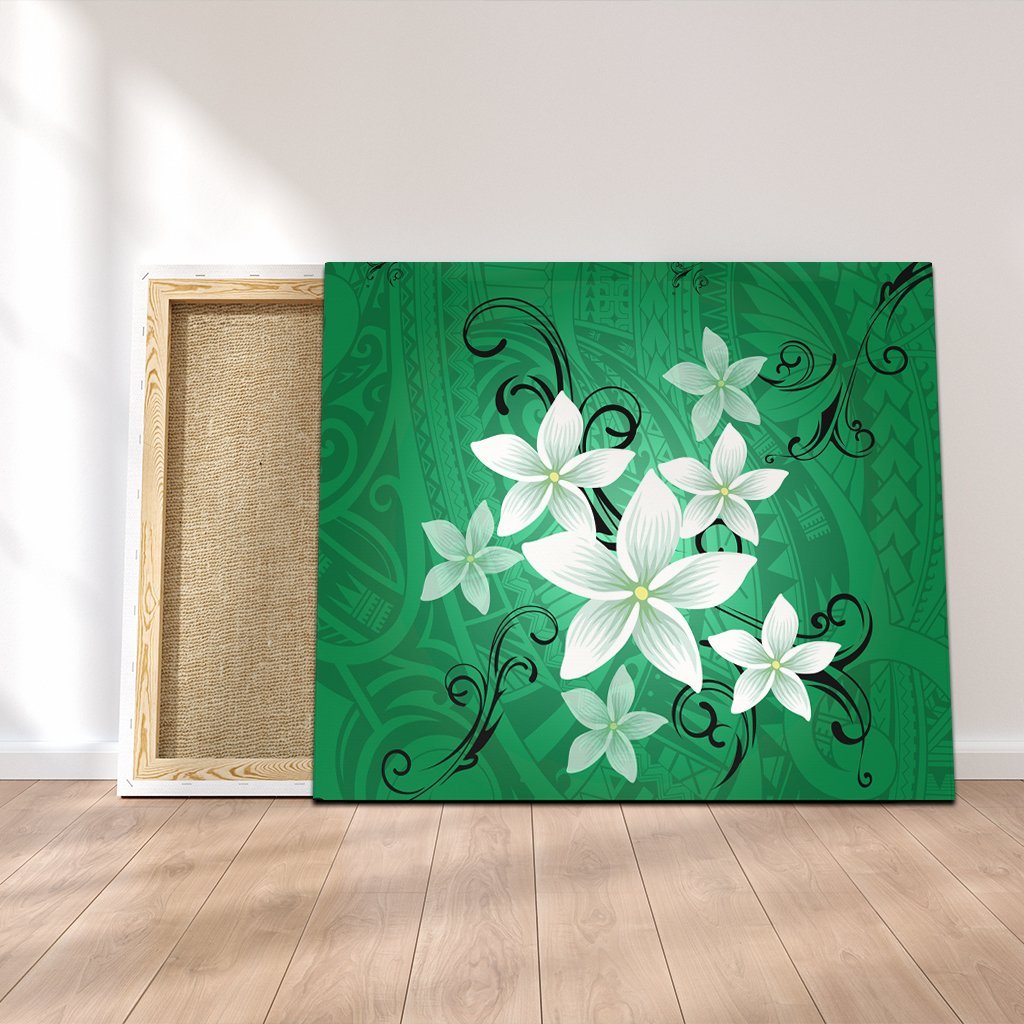 Hawaiian Plumeria Polynesian Canvas - Green - AH Canvas Poly-cotton - Polynesian Pride