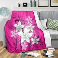 Hawaiian Plumeria Polynesian Premium Blankets - Pink - AH - Polynesian Pride