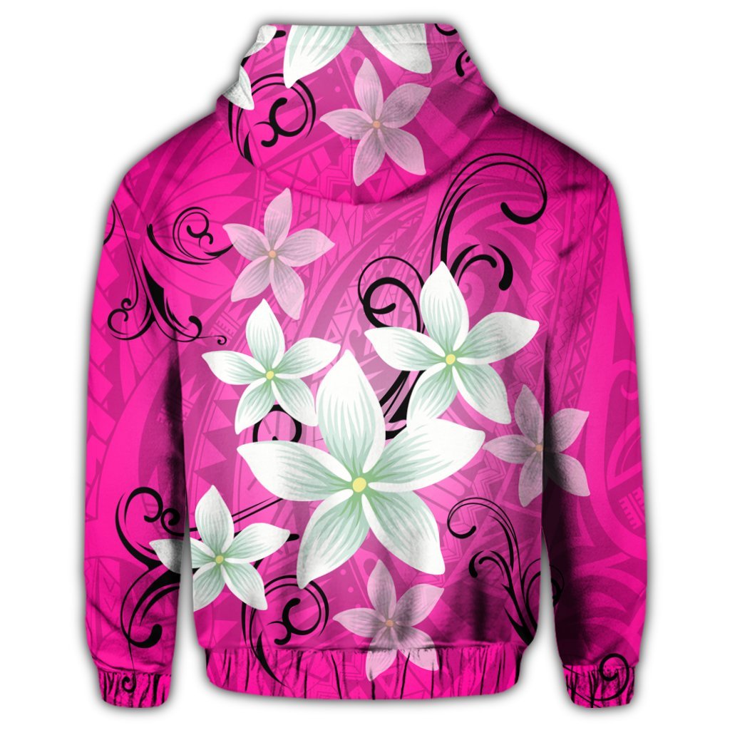 Hawaiian Plumeria Polynesian Hoodie Pink - Polynesian Pride
