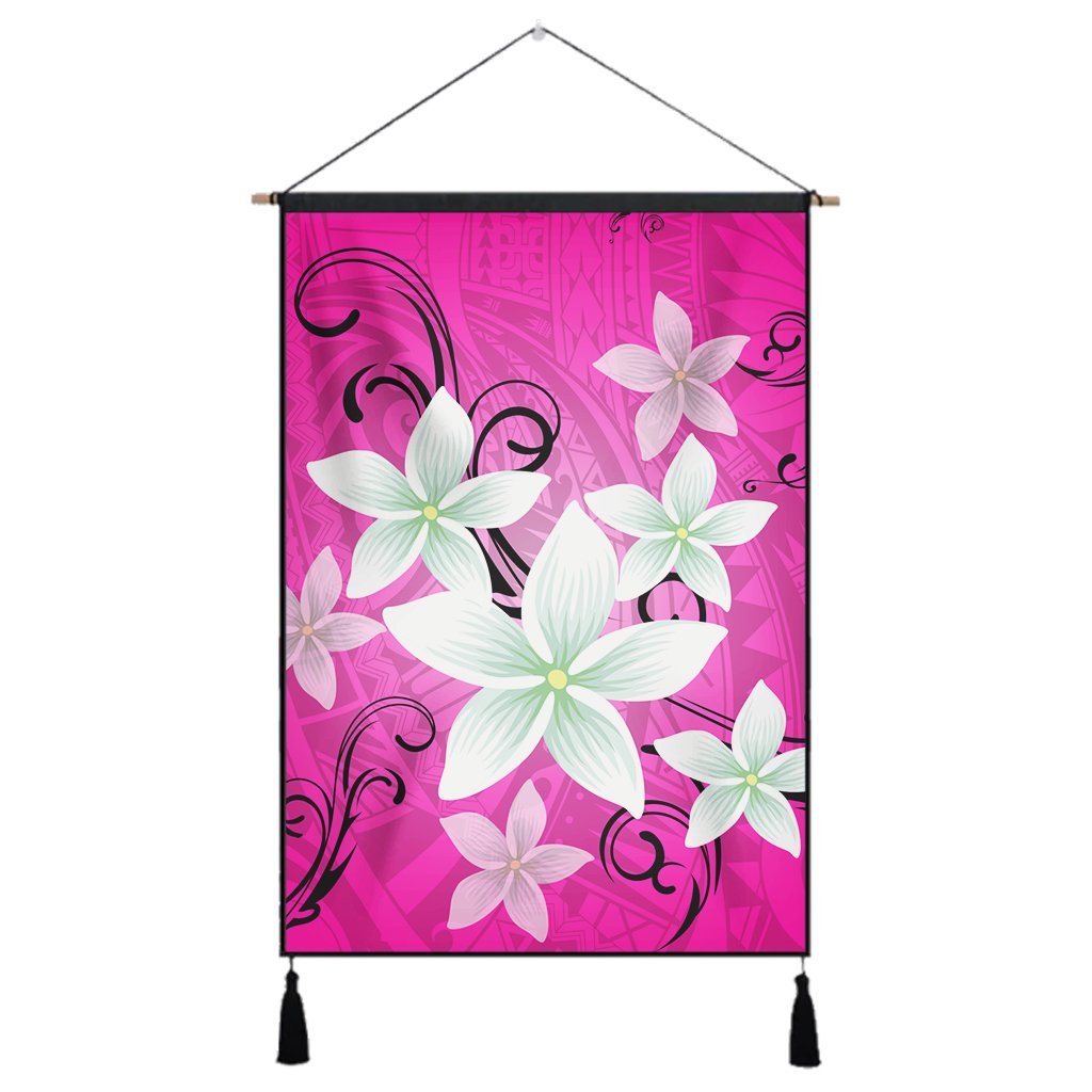 Hawaiian Plumeria Polynesian Hanging Poster - Pink - AH Hanging Poster Cotton And Linen - Polynesian Pride