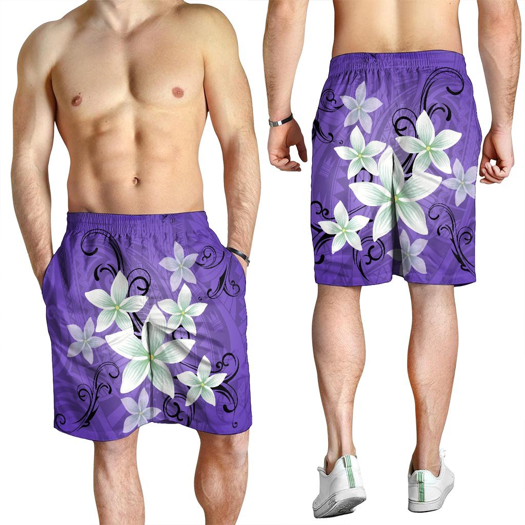 Hawaiian Plumeria Polynesian Men's Shorts - Purple - AH - Polynesian Pride