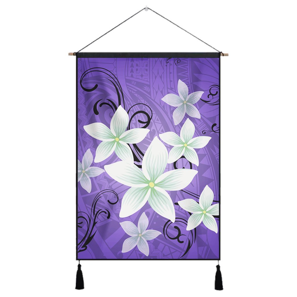 Hawaiian Plumeria Polynesian Hanging Poster - Purple - AH Hanging Poster Cotton And Linen - Polynesian Pride