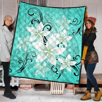 Hawaiian Plumeria Polynesian Premium Quilts - Turquoise - AH - Polynesian Pride
