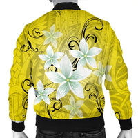 Hawaiian Plumeria Polynesian Bomber Jacket - Yellow - AH - Polynesian Pride