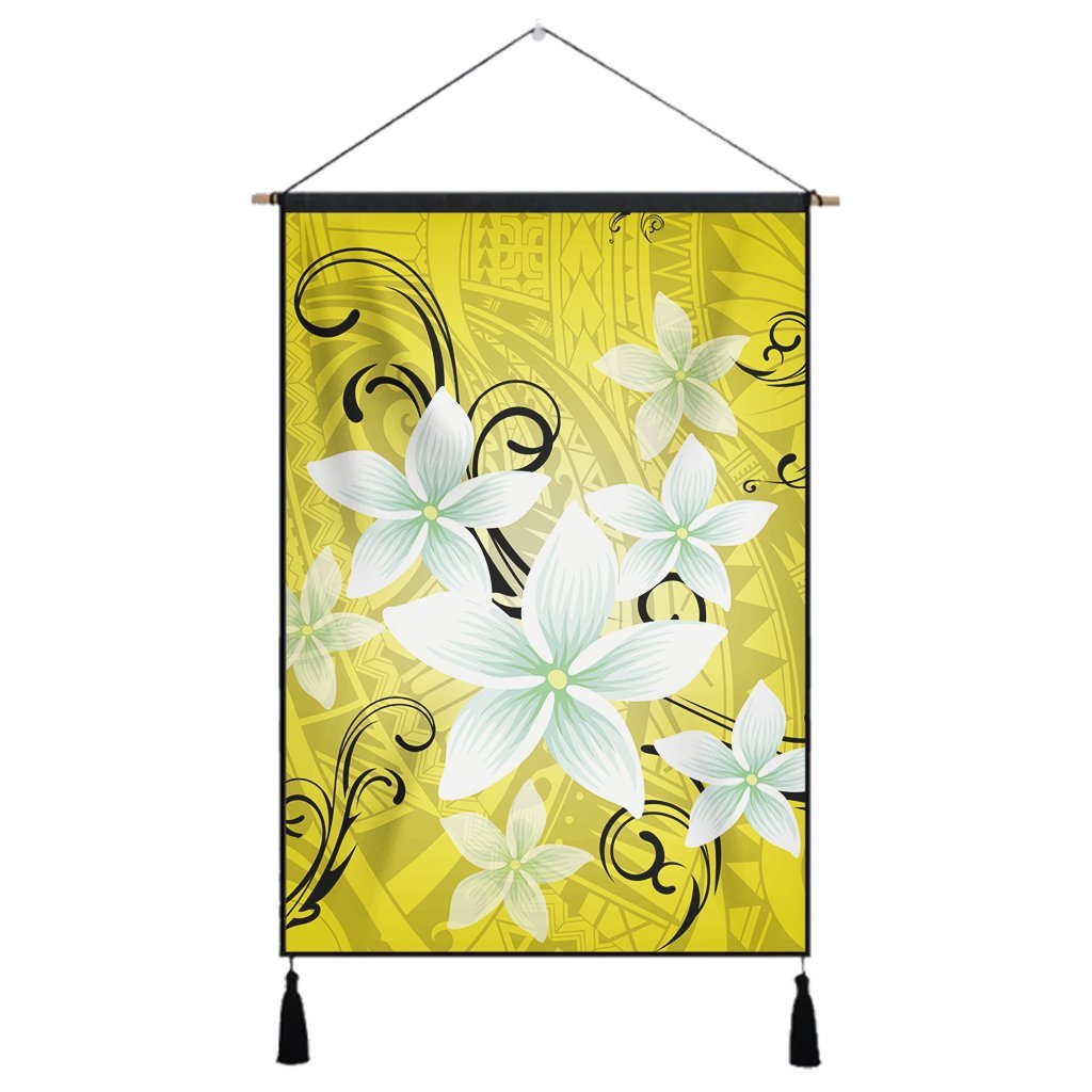 Hawaiian Plumeria Polynesian Hanging Poster - Yellow - AH Hanging Poster Cotton And Linen - Polynesian Pride