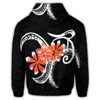 Hawaiian Plumeria Polynesian Orange Zip Hoodie - Polynesian Pride