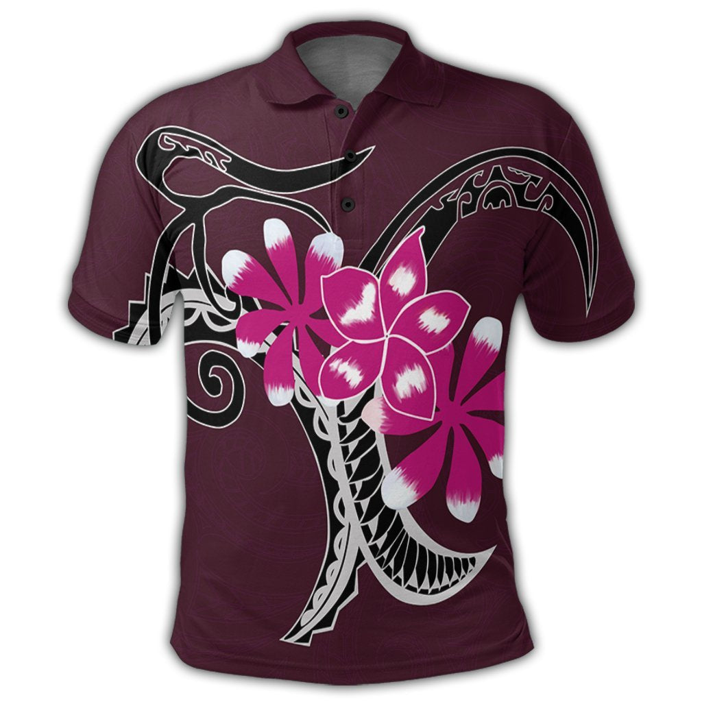 Hawaiian Plumeria Polynesian Pink Polo Shirt - Polynesian Pride