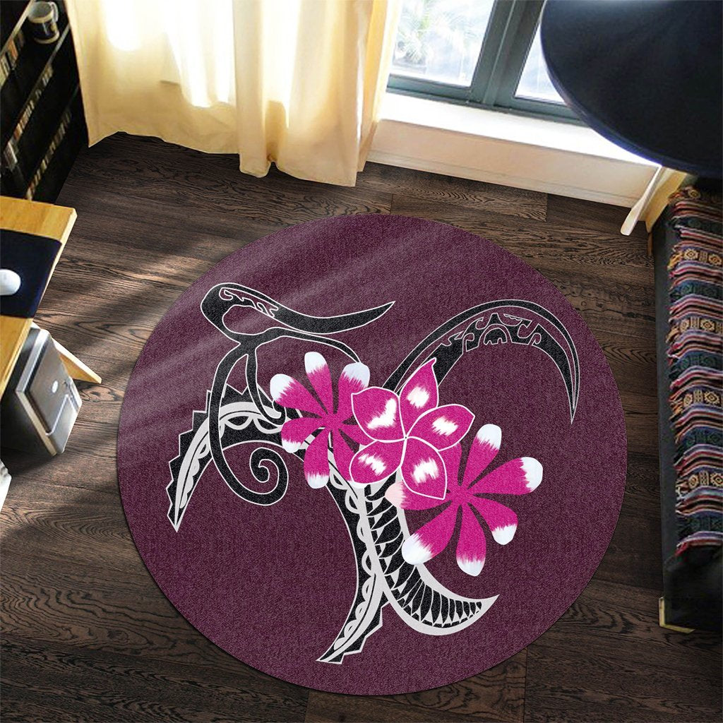 Hawaiian Plumeria Polynesian Pink Round Carpet - AH - Polynesian Pride