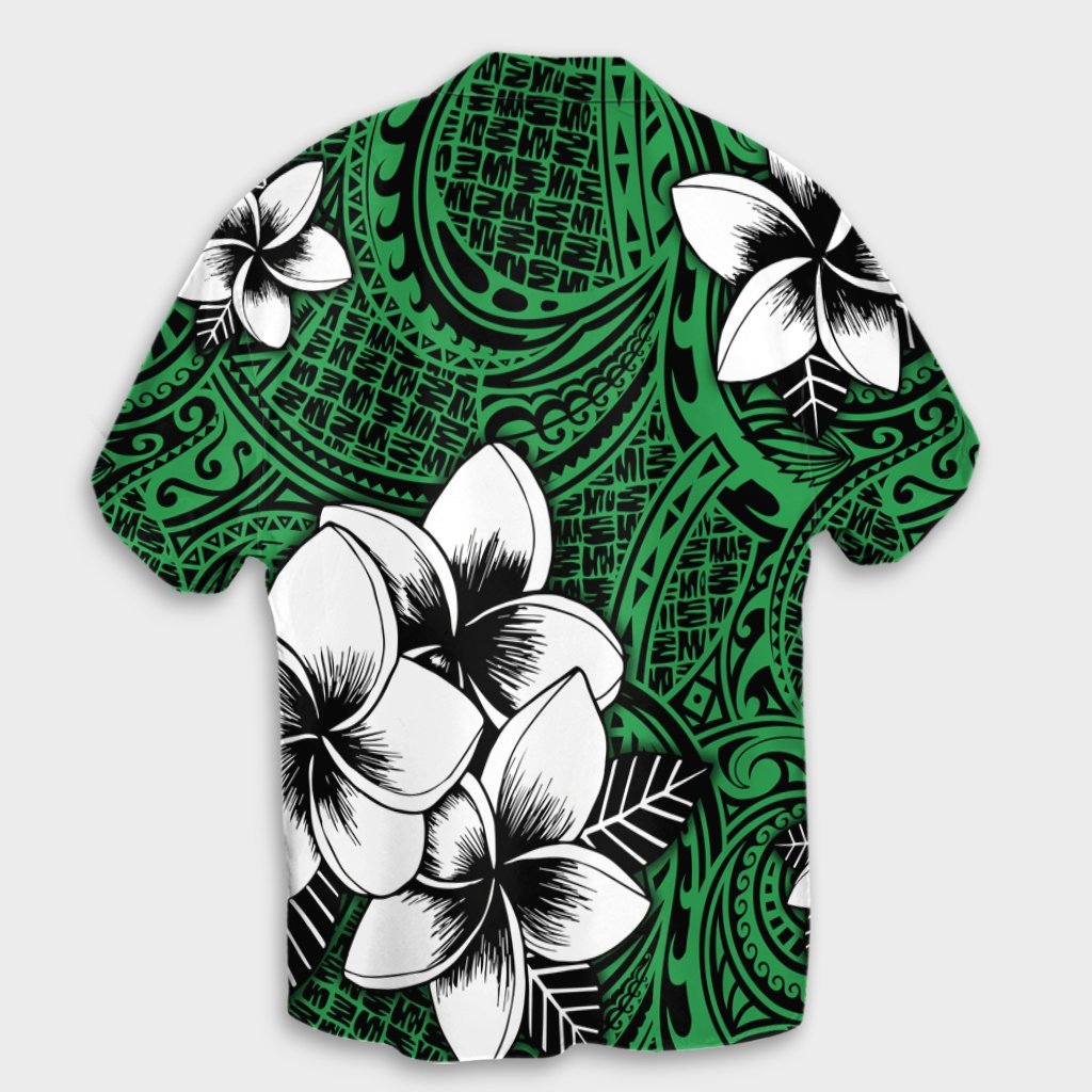 Hawaiian Plumeria Tribal Polynesian Hawaiian Shirt Green AH - Polynesian Pride