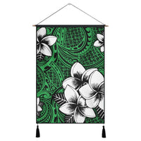Hawaiian Plumeria Tribal Polynesian Hanging Poster Green AH Hanging Poster Cotton And Linen - Polynesian Pride