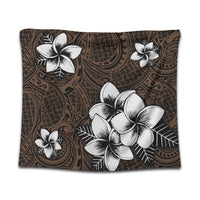 Hawaiian Plumeria Tribe Brown Polynesian Tapestry AH Wall Tapestry Black - Polynesian Pride