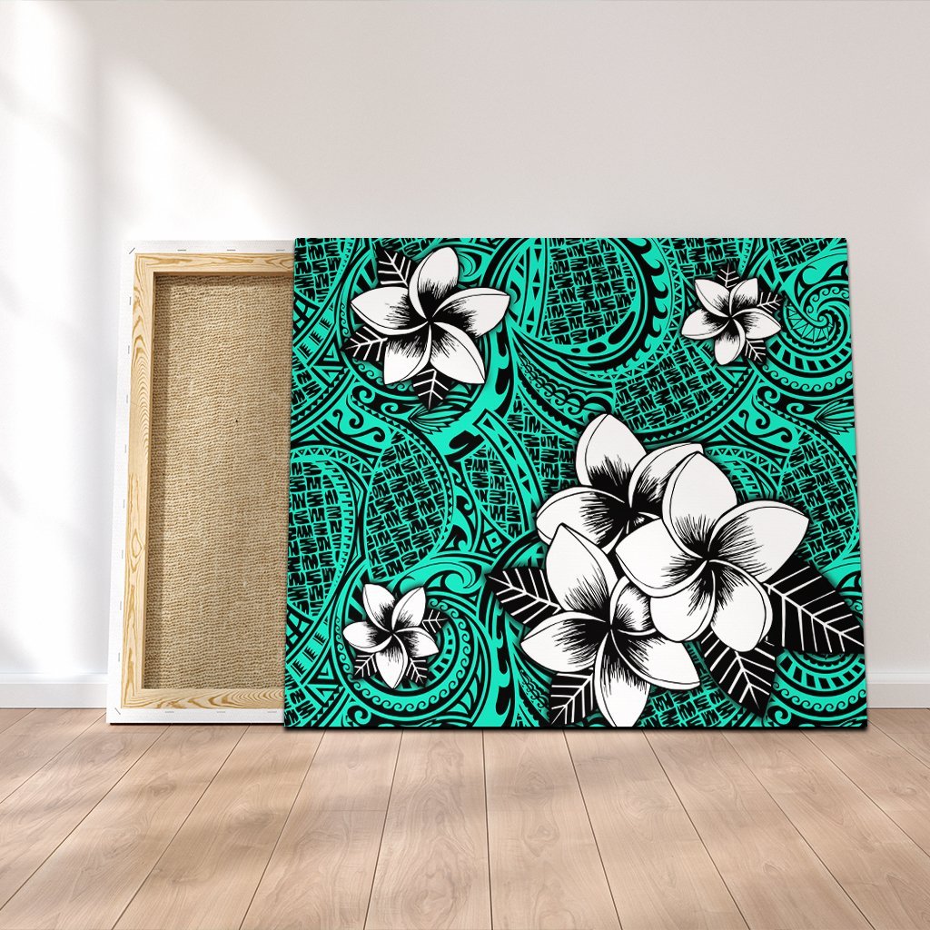 Hawaiian Plumeria Tribe Turquoise Polynesian Canvas AH Canvas Poly-cotton - Polynesian Pride