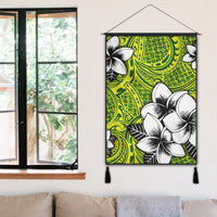Hawaiian Plumeria Tribe Yellow Green Polynesian Hanging Poster AH - Polynesian Pride
