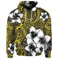 Custom Hawaiian Plumeria Tribe Yellow Polynesian Hoodie - Polynesian Pride