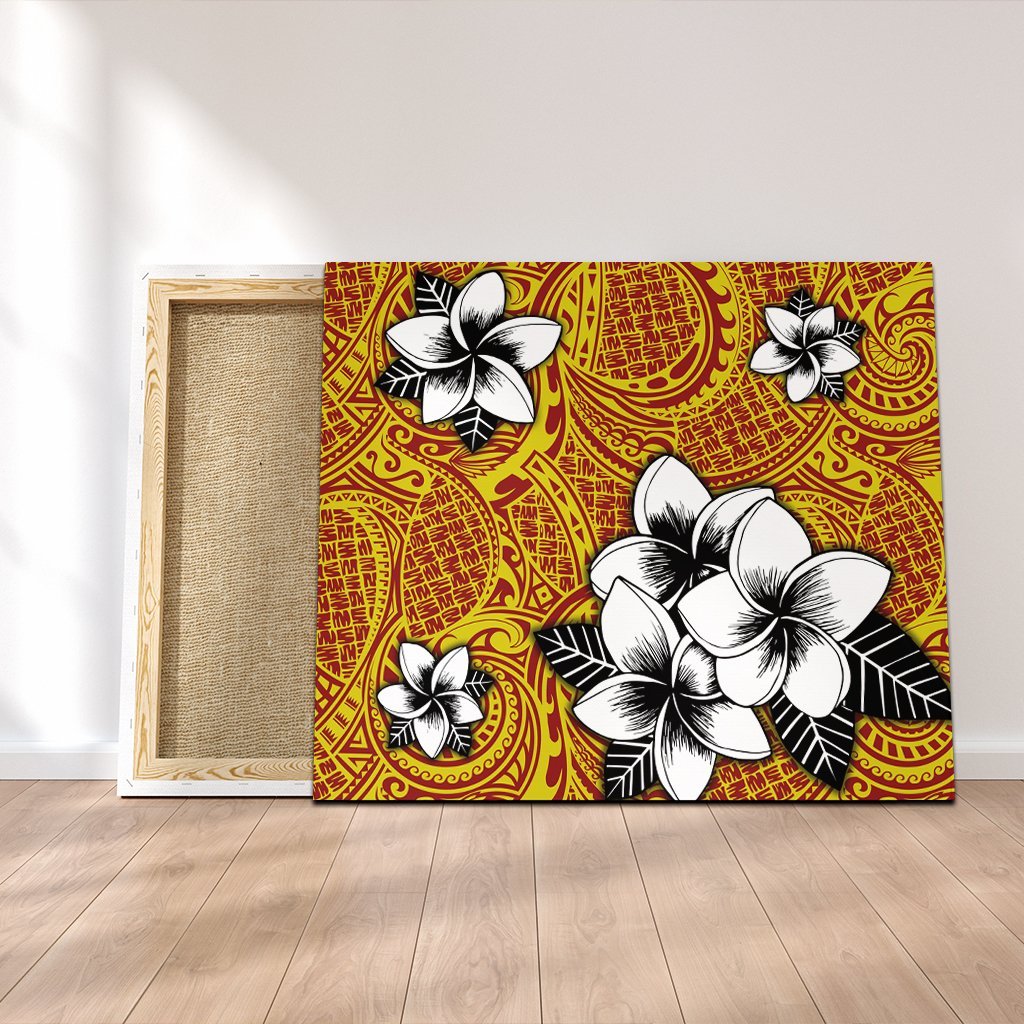 Hawaiian Plumeria Tribe Yellow Red Polynesian Canvas AH Canvas Poly-cotton - Polynesian Pride