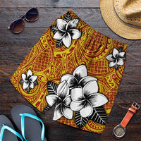 Hawaiian Plumeria Tribe Yellow Red Polynesian Men's Shorts AH Art - Polynesian Pride