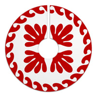 Hawaiian Quilt Pattern Beautyful Flower Polynesian Tree Skirt - Red White - AH - Polynesian Pride