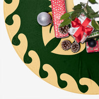 Hawaiian Quilt Pattern Flamingo Flower Tree Skirt - Green Beige - AH - Polynesian Pride