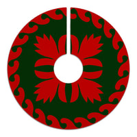 Hawaiian Quilt Pattern Flower Hula Tree Skirt - Red Green - AH - Polynesian Pride