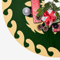 Hawaiian Quilt Pattern Flower Pretty Tree Skirt - Green Beige - AH - Polynesian Pride