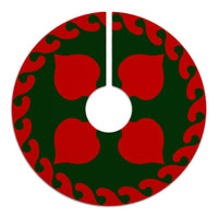 Hawaiian Quilt Pattern Four Palm Tree Tree Skirt - Red Green - AH - Polynesian Pride