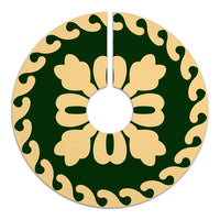 Hawaiian Quilt Pattern Heart Polynesian Tree Skirt - Green Beige - AH - Polynesian Pride