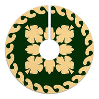Hawaiian Quilt Pattern Hibiscus Tree Skirt - Green Beige - AH - Polynesian Pride