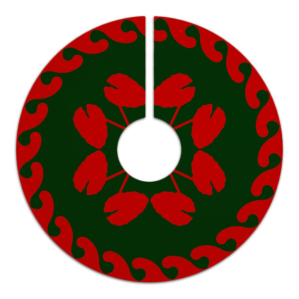 Hawaiian Quilt Pattern Kalo Tree Skirt - Red Green - AH - Polynesian Pride