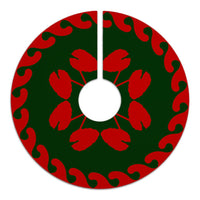 Hawaiian Quilt Pattern Kalo Tree Skirt - Red Green - AH - Polynesian Pride