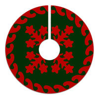 Hawaiian Quilt Pattern Many Plumeria Tree Skirt - Red Green - AH - Polynesian Pride