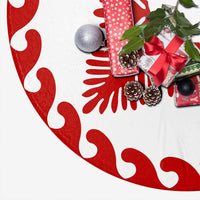 Hawaiian Quilt Pattern Monstera Sago Palm Tree Skirt - Red White - AH - Polynesian Pride