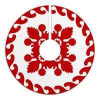 Hawaiian Quilt Pattern Palm Tree Skirt - Red White - AH - Polynesian Pride